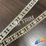 5/8" Gold AB Rhinestone Plastic Stud Trim, PST-210