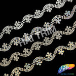 7/8"  Wavy Flower Rhinestone Plastic Stud Trim, PST-216