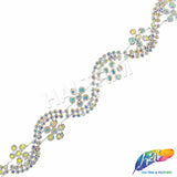 7/8"  Wavy Flower Rhinestone Plastic Stud Trim, PST-216