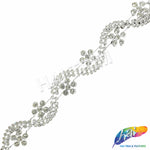 7/8"  Wavy Flower Rhinestone Plastic Stud Trim, PST-216