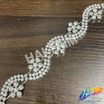 7/8"  Wavy Flower Rhinestone Plastic Stud Trim, PST-216