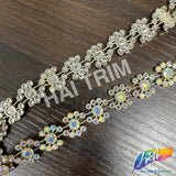 1/2" Swirl Rhinestone Plastic Stud Trim, PST-217