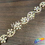 5/8"  Wavy Flower Rhinestone Plastic Stud Trim, PST-218