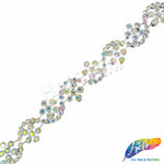 5/8"  Wavy Flower Rhinestone Plastic Stud Trim, PST-218