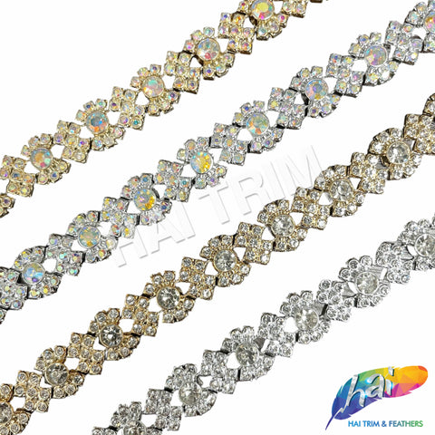5/8" Braided Rhinestone Plastic Stud Trim, PST-220