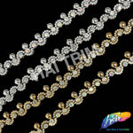 9/16" Wavy Rhinestone Plastic Stud Trim, PST-221