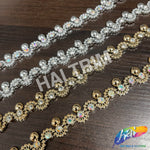 9/16" Wavy Rhinestone Plastic Stud Trim, PST-221