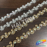 9/16" Wavy Rhinestone Plastic Stud Trim, PST-221