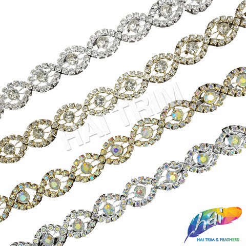 5/8" Braided Eye Rhinestone Plastic Stud Trim, PST-222
