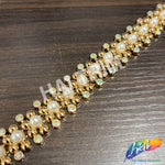 3/4" Pearl Rhinestone Plastic Stud Trim, PST-223