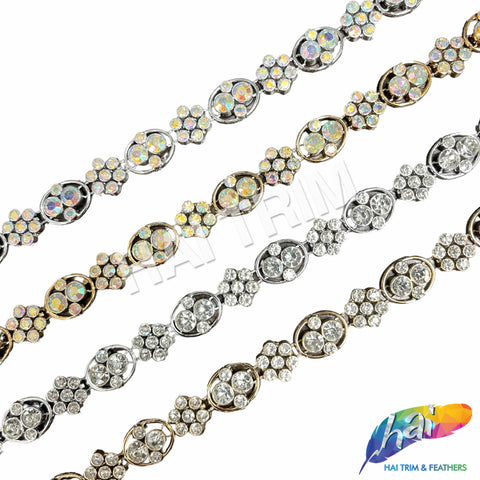 1/2" Flower Medallion Rhinestone Plastic Stud Trim, PST-224