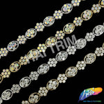 1/2" Flower Medallion Rhinestone Plastic Stud Trim, PST-224