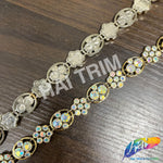 1/2" Flower Medallion Rhinestone Plastic Stud Trim, PST-224