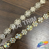1/2" Flower Medallion Rhinestone Plastic Stud Trim, PST-224
