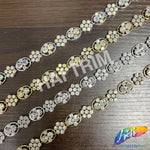 1/2" Flower Medallion Rhinestone Plastic Stud Trim, PST-224