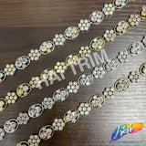 1/2" Flower Medallion Rhinestone Plastic Stud Trim, PST-224