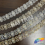 3/4" Pearl Rhinestone Plastic Stud Trim, PST-225