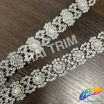 3/4" Pearl Rhinestone Plastic Stud Trim, PST-225