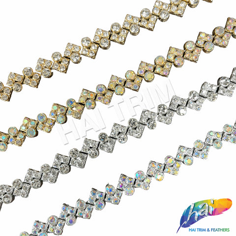 1/2" Wavy Zigzag Rhinestone Plastic Stud Trim, PST-226