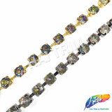 10mm (3/8") Peacock Acrylic Diamante Cupchain Trim, CST-001