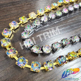 10mm (3/8") Peacock Acrylic Diamante Cupchain Trim, CST-001