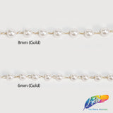 6mm White Pearl Trim with Chain Links