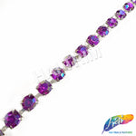 10mm (3/8") Purple AB/Silver Acrylic Diamante Cupchain Trim, CST-001