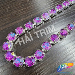 10mm (3/8") Purple AB/Silver Acrylic Diamante Cupchain Trim, CST-001