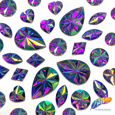 Purple AB Carved Textured Resin Stones