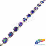 10mm (3/8") Purple Blue AB/Silver Acrylic Diamante Cupchain Trim, CST-001