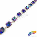 10mm (3/8") Purple Blue AB/Silver Acrylic Diamante Cupchain Trim, CST-001
