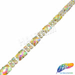 SALE! 3/8" 2-row Gold AB Acrylic Rhinestones with Rectangle Stones, QL-149
