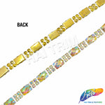 SALE! 3/8" 2-row Gold AB Acrylic Rhinestones with Rectangle Stones, QL-149