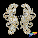 Gold/Crystal Beaded Rhinestone Motif Applique (sold by pair), RA-038PR