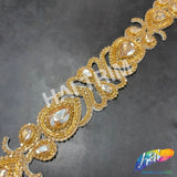 Crystal Jewel Motif Rhinestone Applique with Felt Backing, RA-260