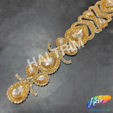 Crystal Jewel Motif Rhinestone Applique with Felt Backing, RA-260