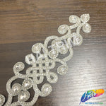Crystal Jewel Motif Rhinestone Applique with Felt Backing, RA-262