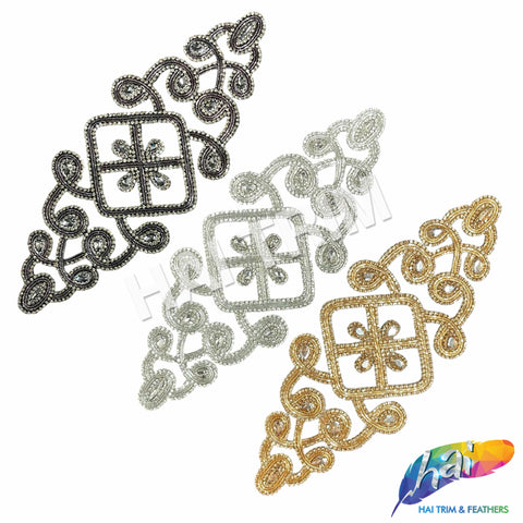 Crystal Jewel Motif Rhinestone Applique with Felt Backing, RA-263