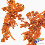 SALE! Flower Beaded Rhinestone Motif Applique on Lace (Sold by Pair), RA-300