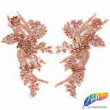 SALE! Flower Beaded Rhinestone Motif Applique on Lace (Sold by Pair), RA-300