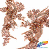 SALE! Flower Beaded Rhinestone Motif Applique on Lace (Sold by Pair), RA-300