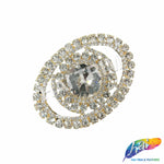 Crystal Oval Rhinestone Buckle with Glass Stone, RB-050