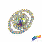 Crystal Oval Rhinestone Buckle with Glass Stone, RB-050