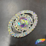 Crystal Oval Rhinestone Buckle with Glass Stone, RB-050