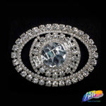 Crystal Oval Rhinestone Buckle with Glass Stone, RB-050