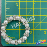 SALE! 1 1/2" Crystal/Silver Pearl Rhinestone Buckle, RB-100