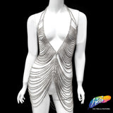 Crystal Rhinestone Cupchain Mermaid Body Chain Dress, RD-100