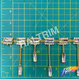SALE! 3 1/2" Multicolor/Gold Dangling Rhinestone Fringe, RF-006