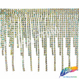 4 1/2" Variegated Crystal Rhinestone Cupchain Fringe, RF-038