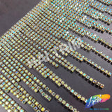 4 1/2" Variegated Crystal Rhinestone Cupchain Fringe, RF-038
